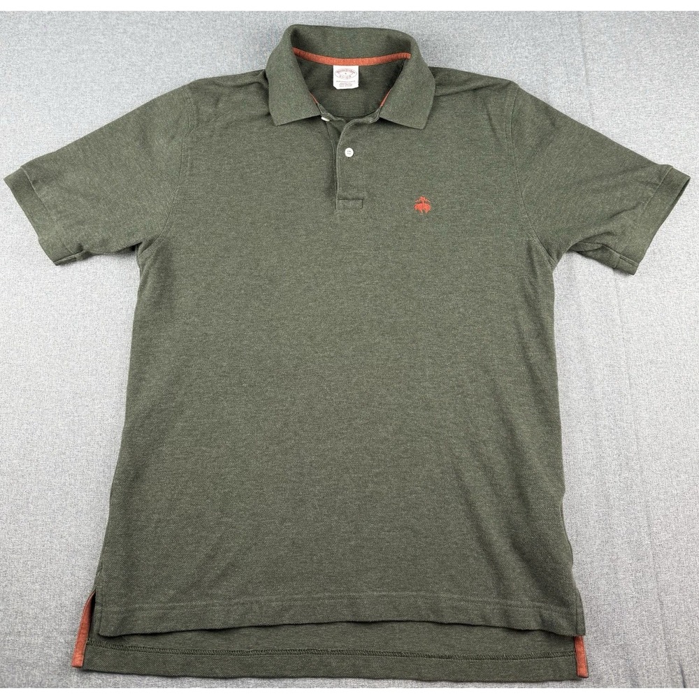 Brooks Brothers 1818 Performance Polo Shirt Men's Small Olive Green Cotton Logo